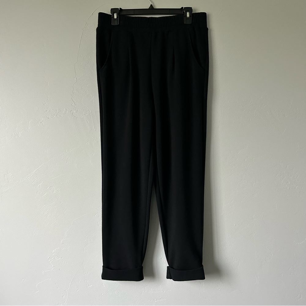 Varley DoubleSoft The Rolled Cuff Pleated Tapered Pants Black Medium Loungewear